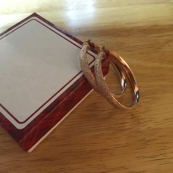 Moda al Massimo 1 3/4 inch rose gold hoop earrings - Picture 2 of 3